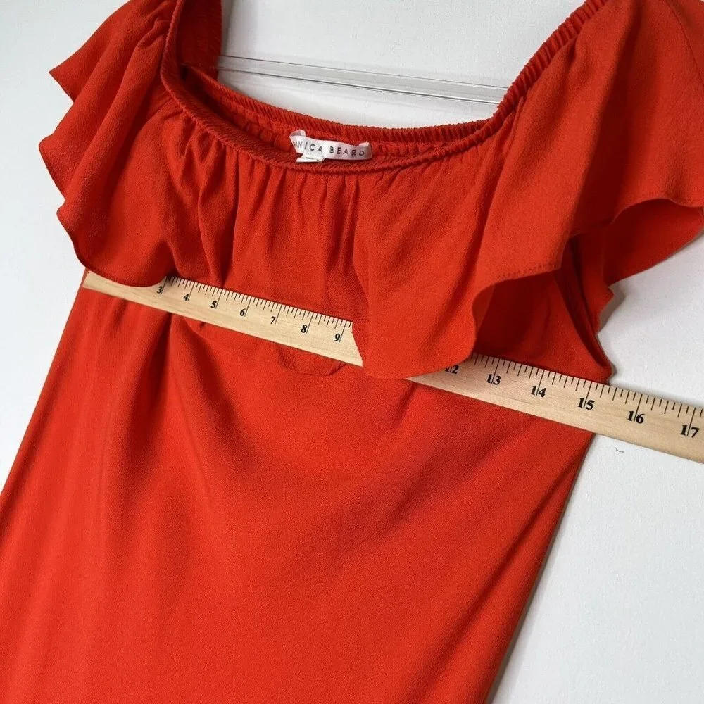 Veronica Beard Oleta Red Orange Midi Dress Womens‎ Size 4